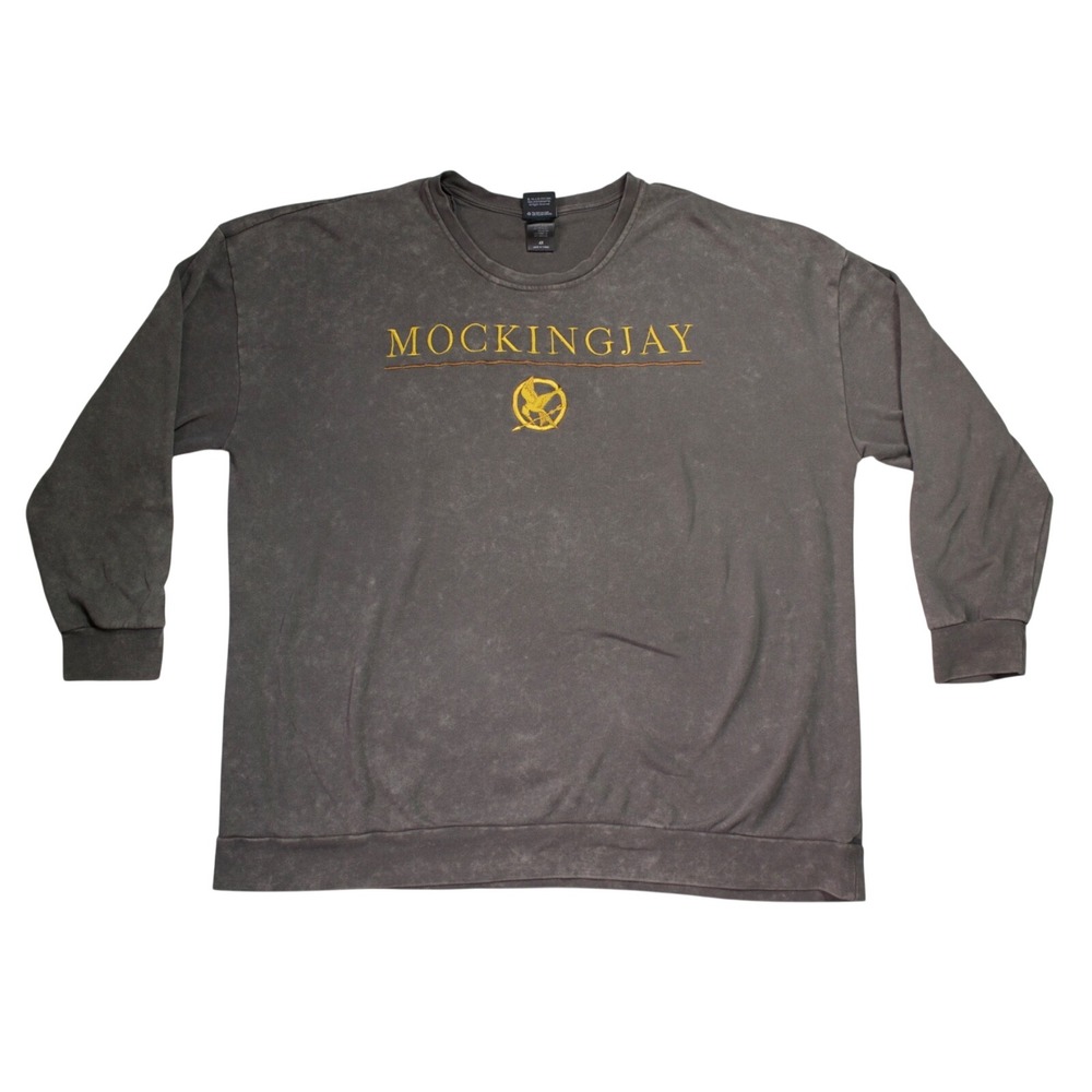 The Hunger Games Mockingjay Sweatshirt BoxLunch Charcoal Mineral‎ Wash 4X READ
